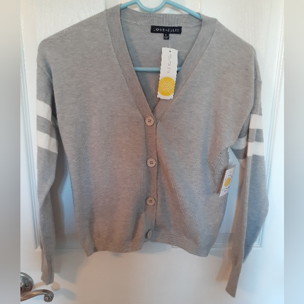Love Ellie by Stitch fix girls Sz M Ruby Varsity Gray long sleeve cardigan NWT